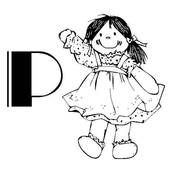 Coloriages alphabet poupee 16