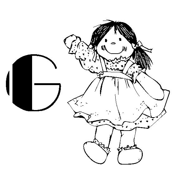 Coloriages alphabet poupee 7