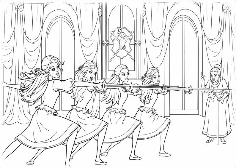 Coloriages barbie mousquetaire 8